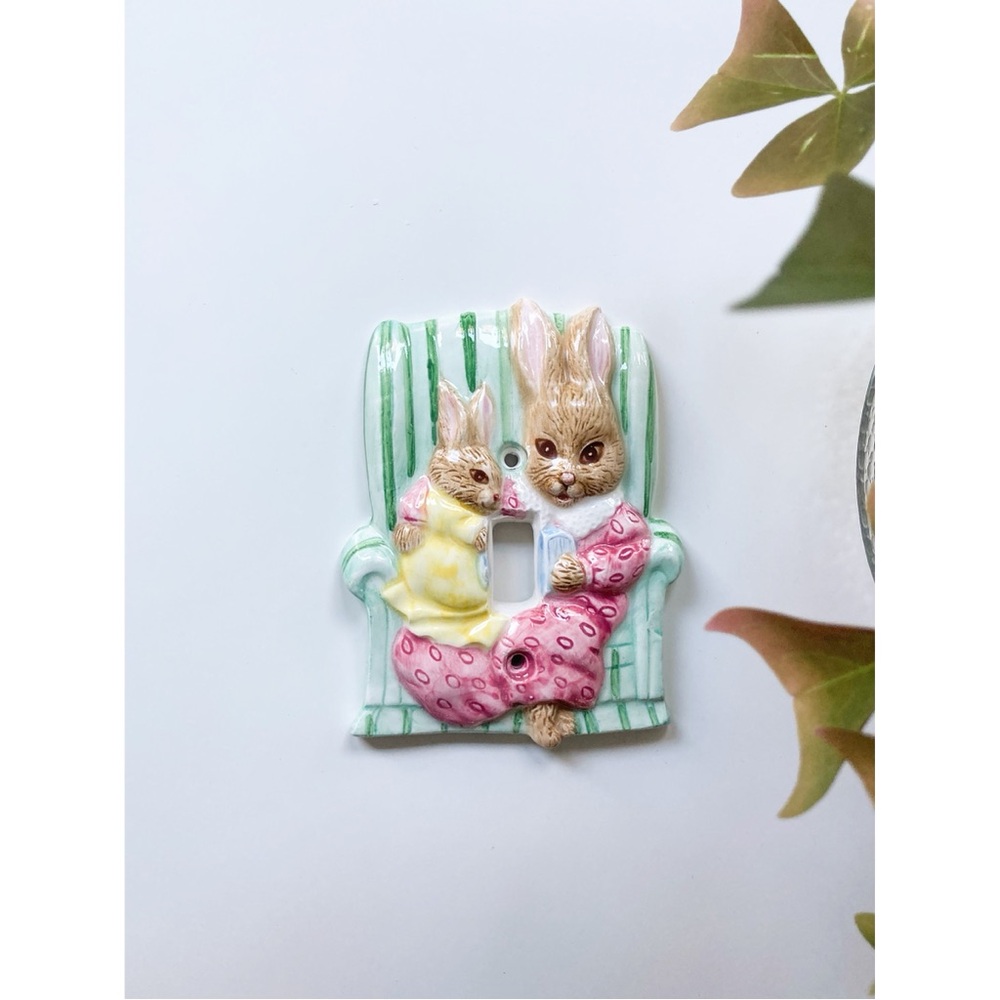 Vintage Bunny Family Decorative Light Switch Cover Mom and Me Nursery Decor